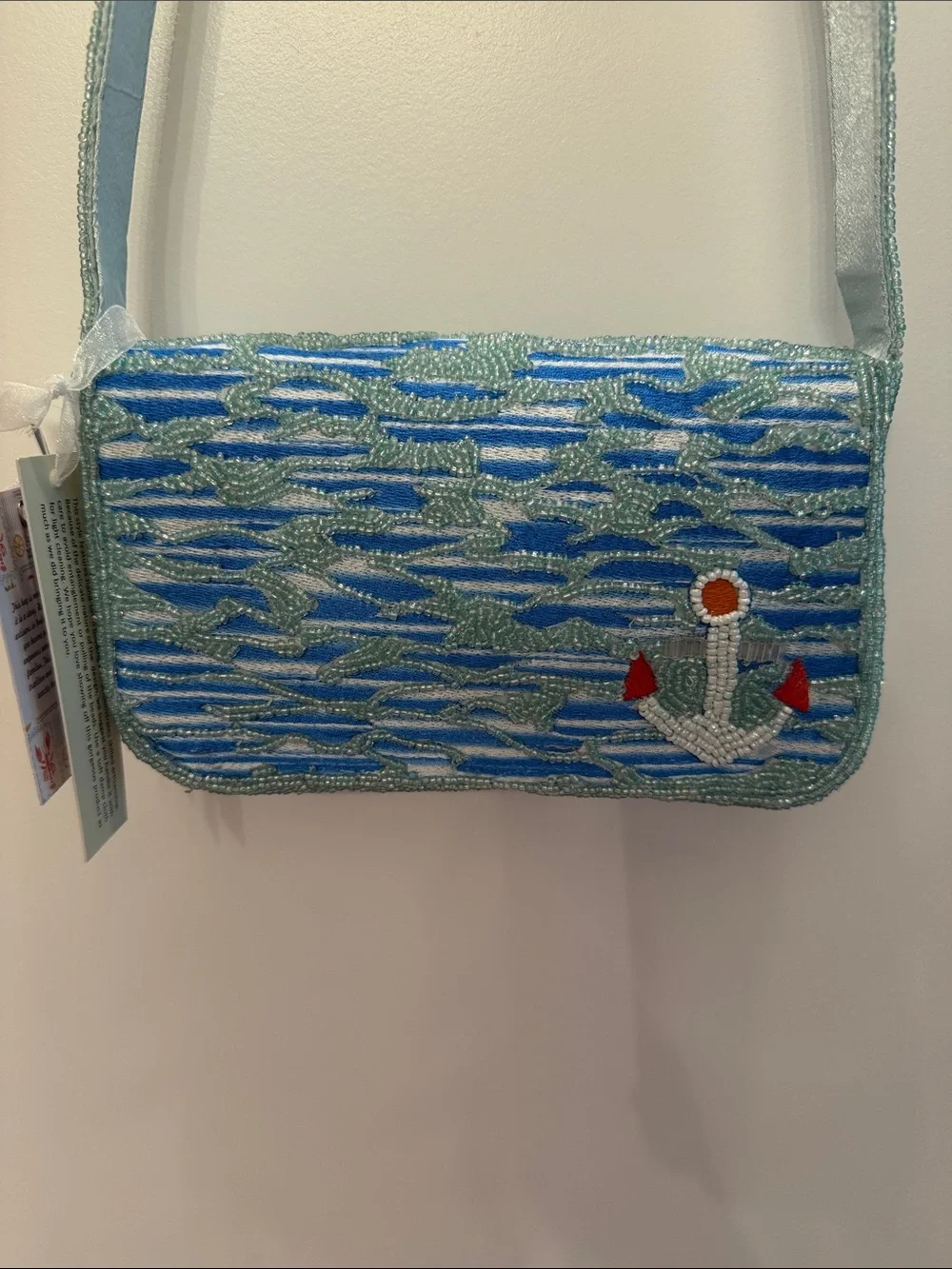 NWT-Viral Beaded Sailboat Crossbody Bag in Light Blue by Marshalls - Picture 7 of 11